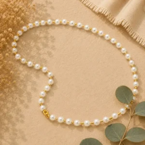 French Baroque Freshwater Pearl Choker Necklace | 18K Gold Beaded Jewelry