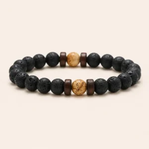 Natural-Black-Lava-Stone-Beads-Bracelet