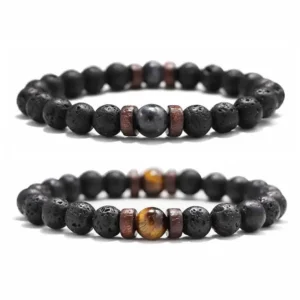 Natural Black Lava Stone Beads Bracelet
