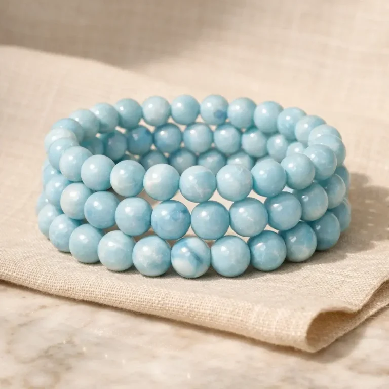 Natural Dominican Larimar Beaded Bracelet 1