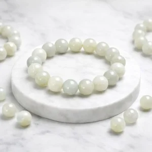 Sage Green Moonstone Grande Gems 13mm Big Eye Bracelet – Elegant Natural Gemstone Jewelry