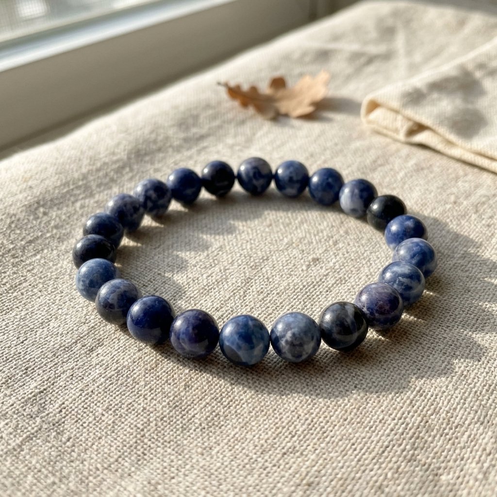 Natural Sodalite Bracelet Blue Healing Crystal Beaded Jewelry Gift - Image 7