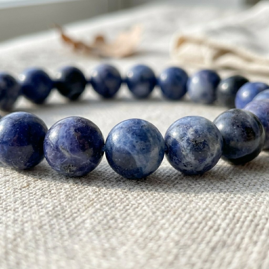 Natural Sodalite Bracelet Blue Healing Crystal Beaded Jewelry Gift - Image 6