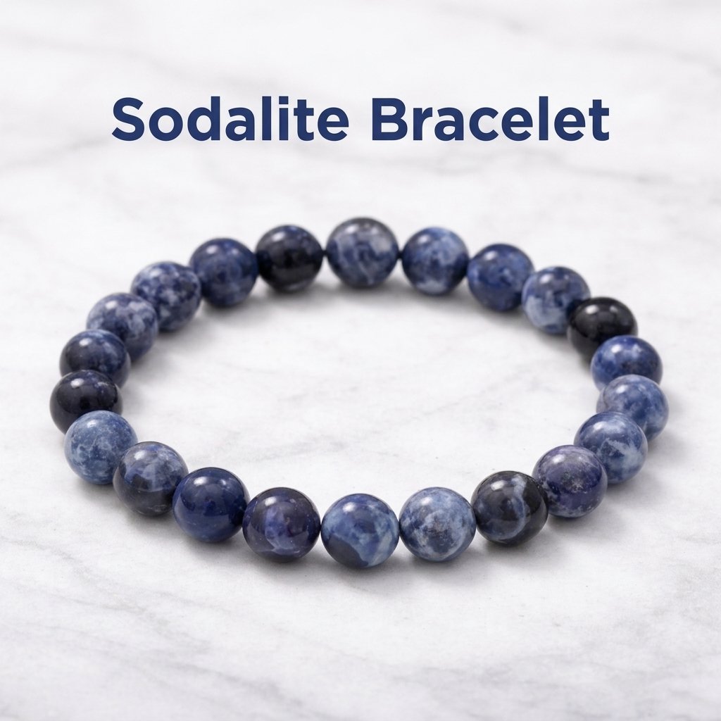 Natural Sodalite Bracelet Blue Healing Crystal Beaded Jewelry Gift - Image 5