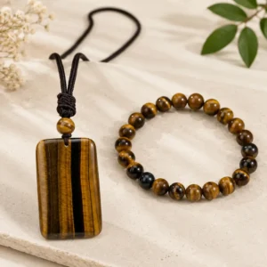 Bohemian Tiger Eye Necklace and Bracelet Set LEMRA