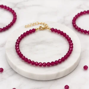 Genuine Ruby Bracelet 4mm Faceted Beads