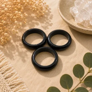 Obsidian Hoop Ring – Black Crystal Ring for Protection & Everyday Wear