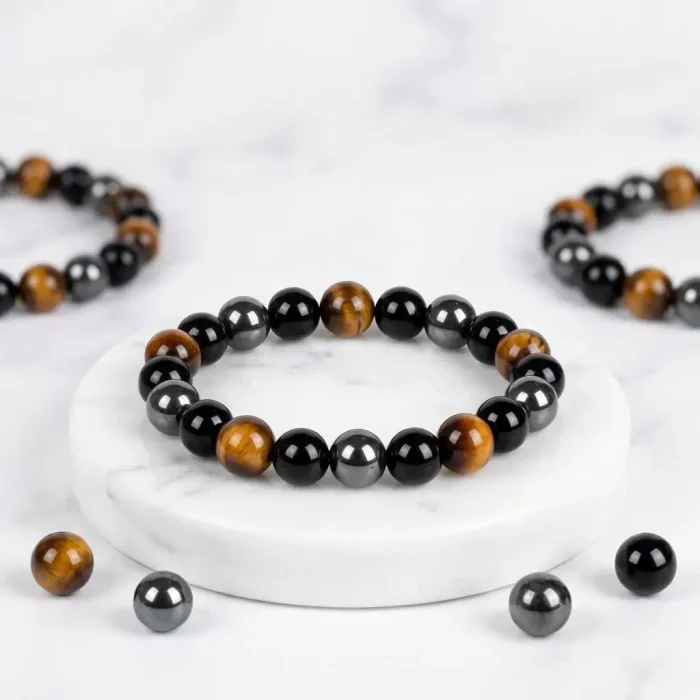 Black Onyx & Tiger Eye Stone Bracelet