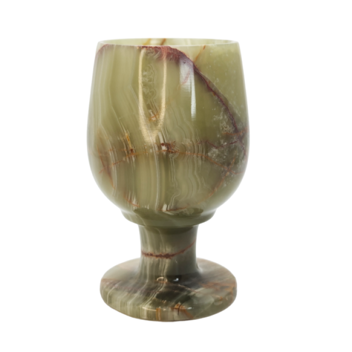 Green Onyx Stone Carved Sherry Glass 3 Inch (Single Glass)