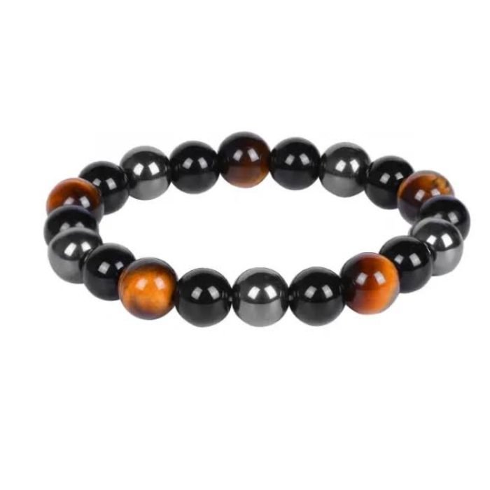 Black Onyx & Tiger Eye Stone Bracelet – Triple Protection